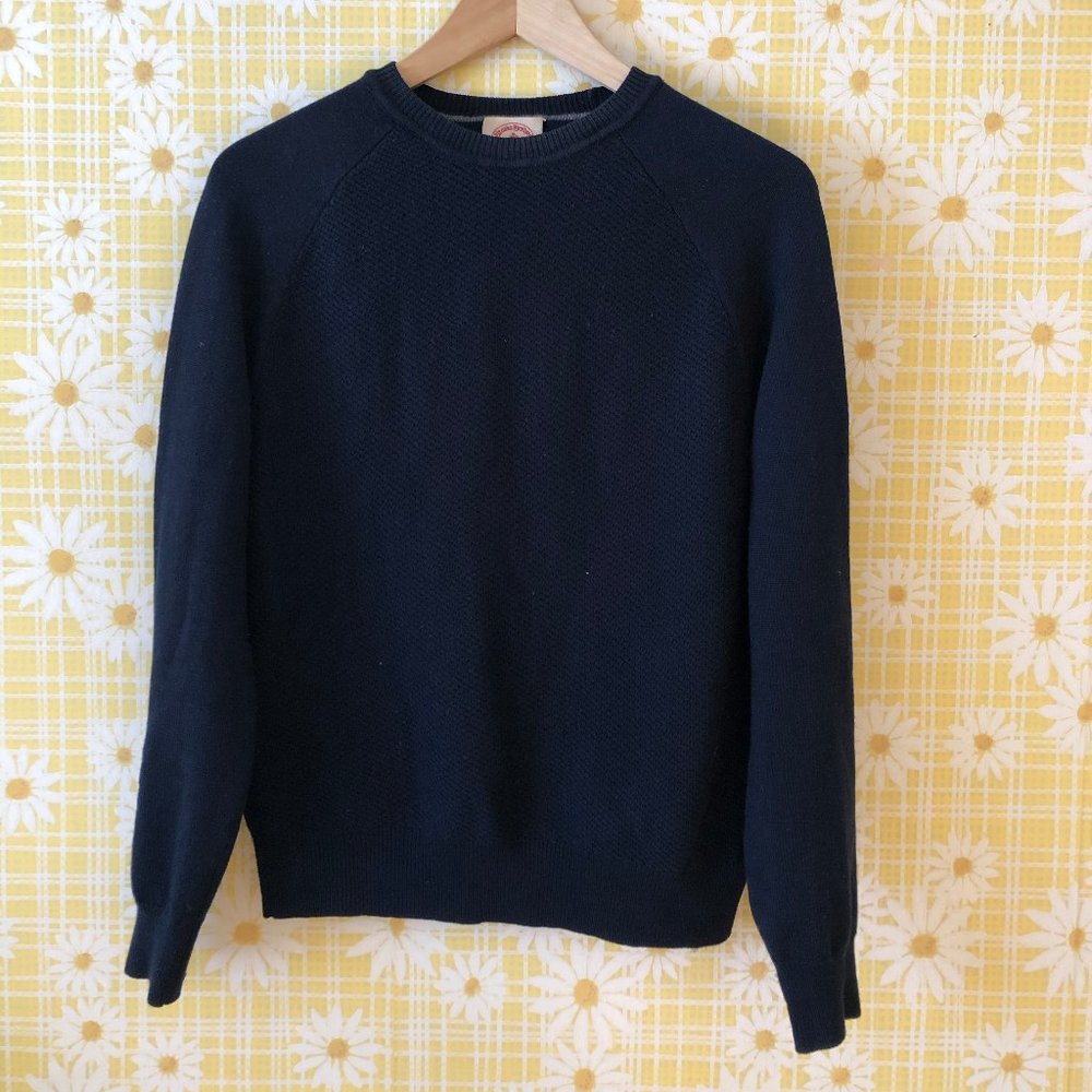 Brooks Brothers Navy Wool Sweater, Red Fleece
